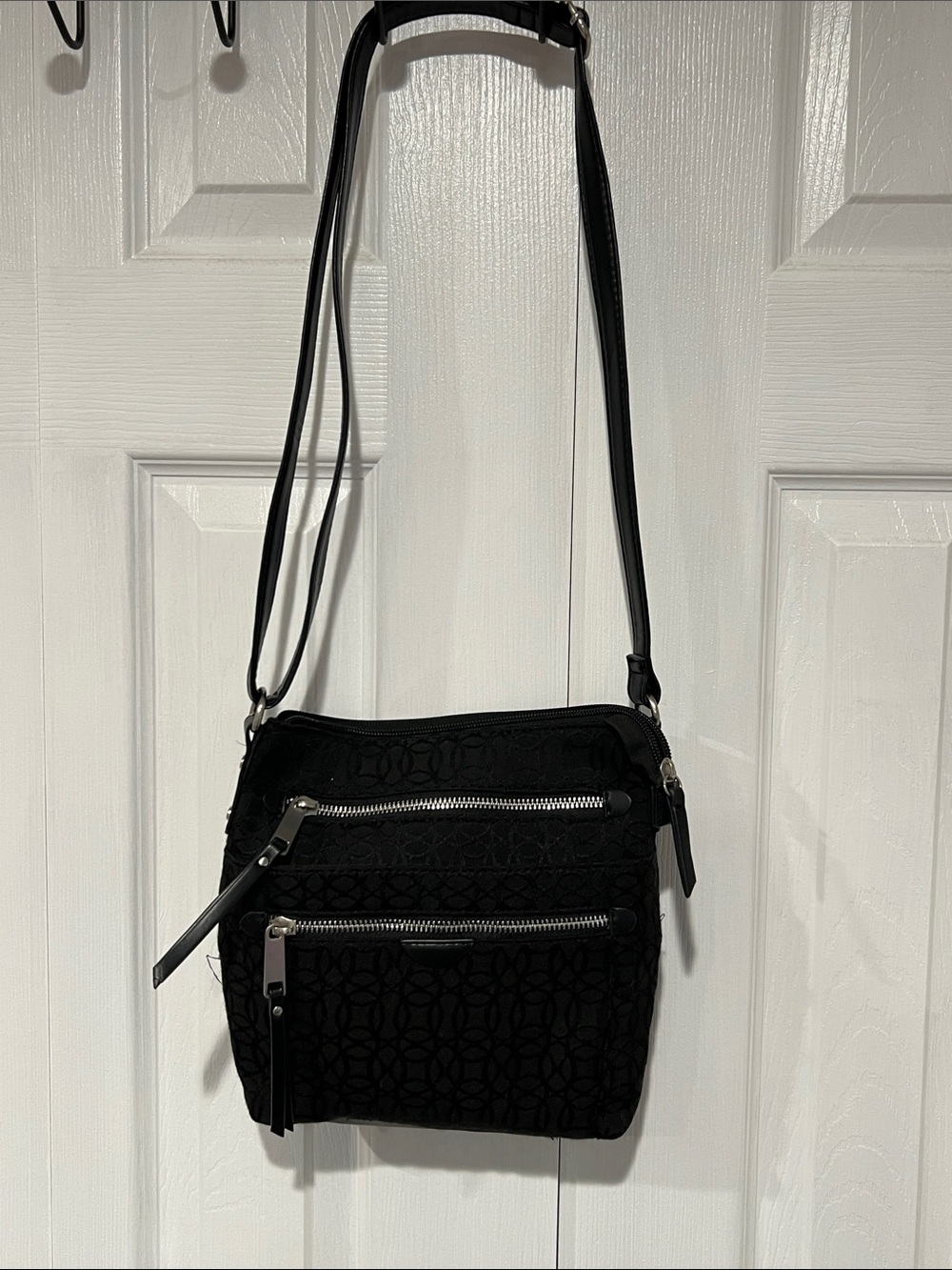 Black Crossbody Bag with Dual Zip Pockets